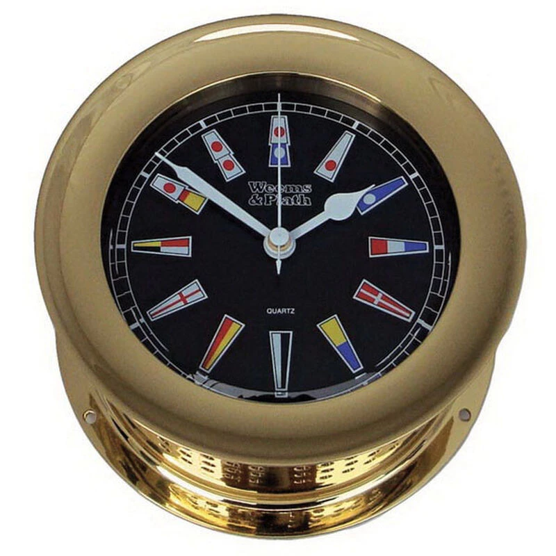 WEEMS & PLATH Brass Atlantis Nautical Flag Clock 1 WEEMS & PLATH Brass Atlantis Nautical Flag Clock