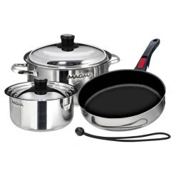 MAGMA Professional Series Gourmet Nesting 7-Piece Stainless Steel Induction Cookware Set with Ceramica® Non-Stick