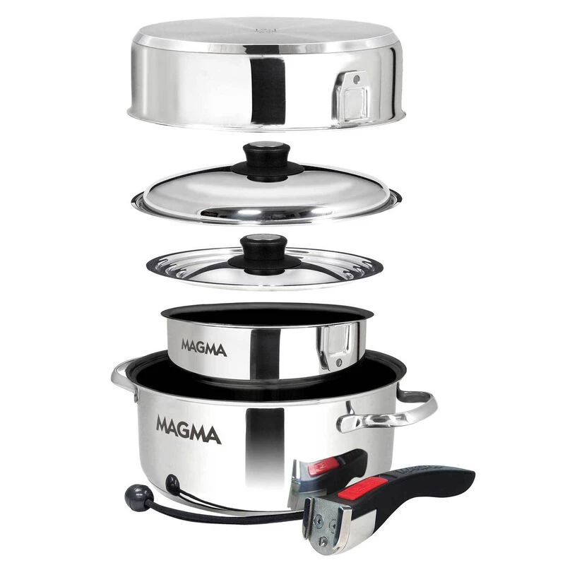 MAGMA Professional Series Gourmet Nesting 7-Piece Stainless Steel Induction Cookware Set with Ceramica® Non-Stick 2 MAGMA Professional Series Gourmet Nesting 7-Piece Stainless Steel Induction Cookware Set with Ceramica® Non-Stick - Image 2