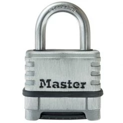MASTER LOCK 2 1/4in (57mm) Wide Stainless Steel Padlock with 1 1/16in (27mm) Shackle, Set Your Own Combination